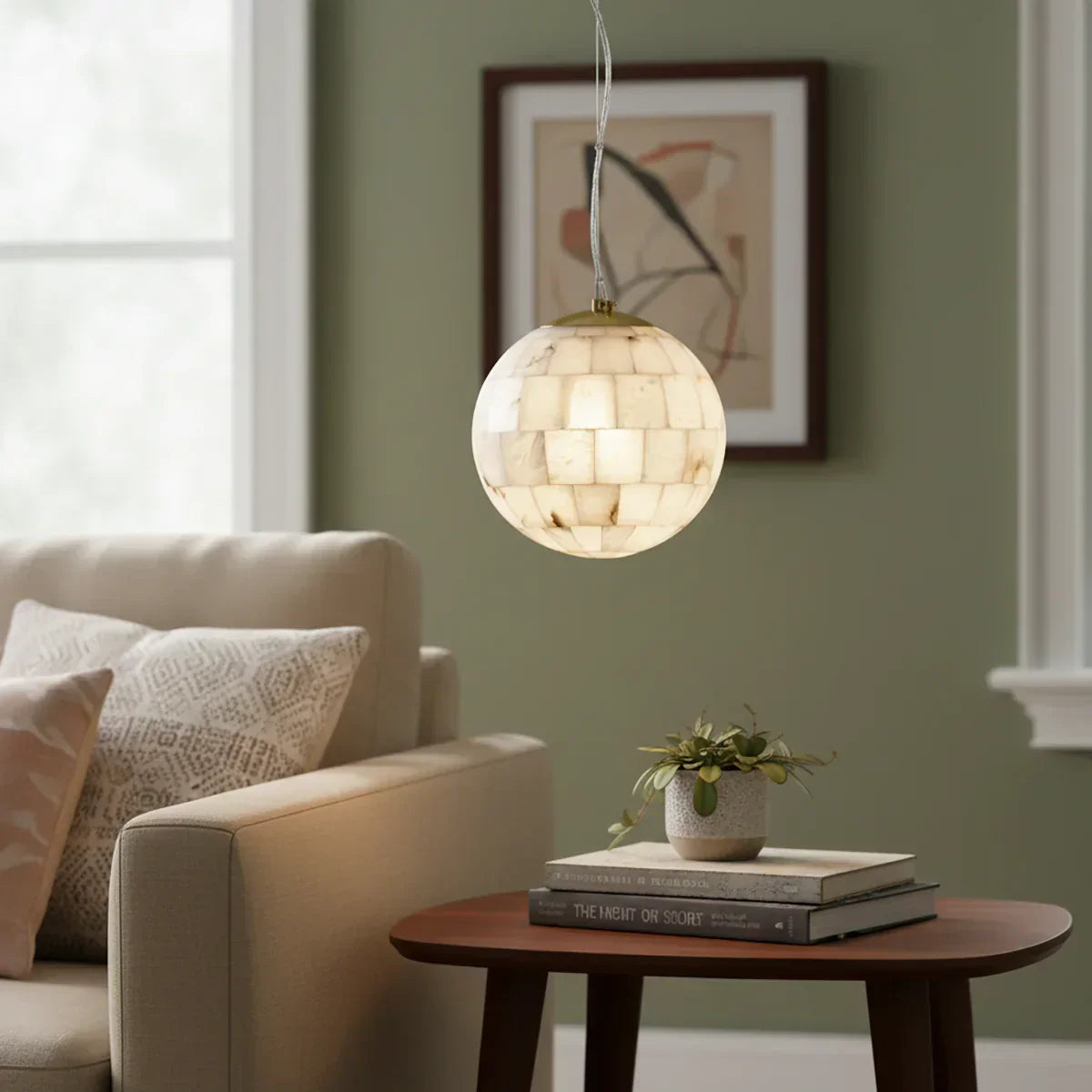 Alabaster Ball Pendant Light – Alabaster detail 11