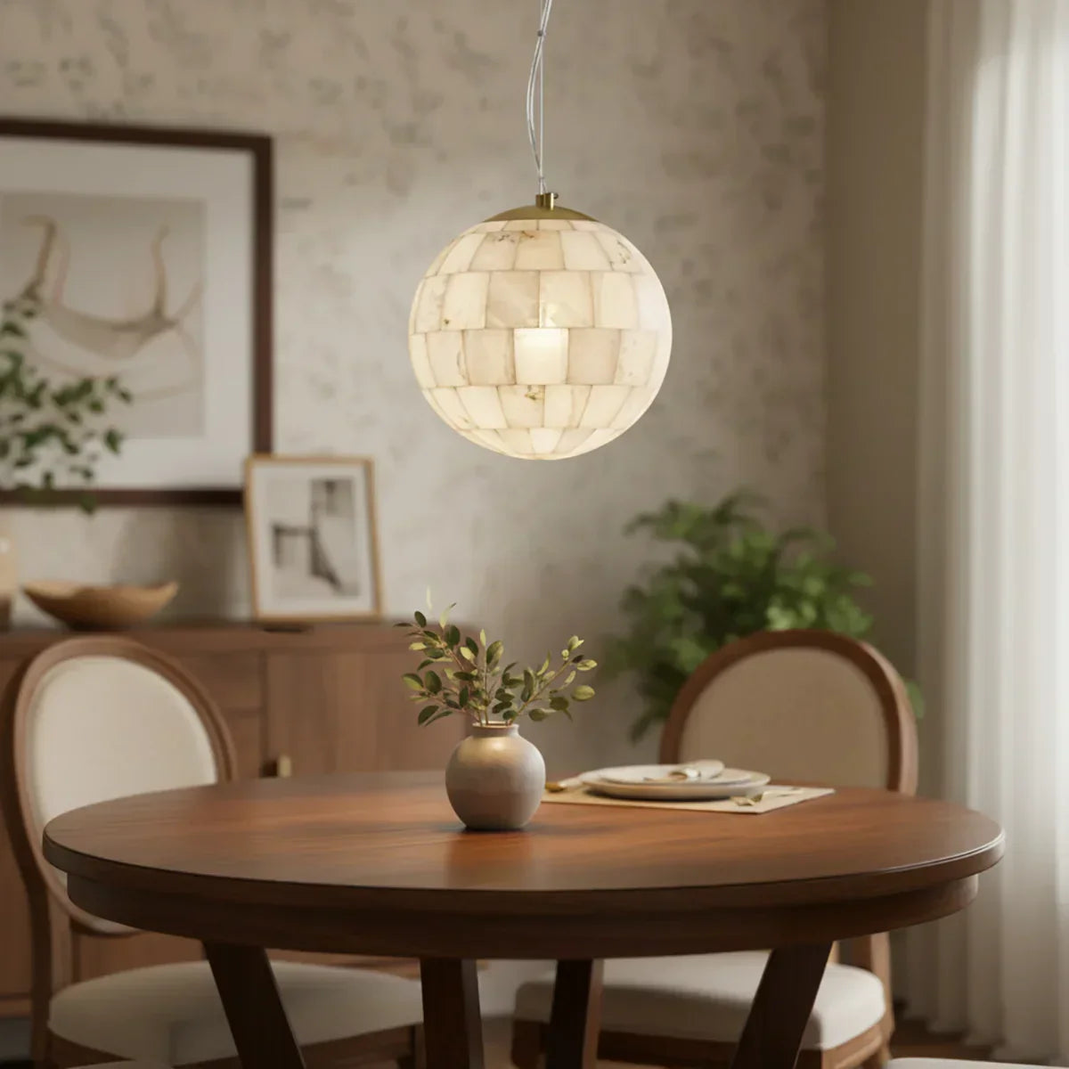 Alabaster Ball Pendant Light – Alabaster detail 5