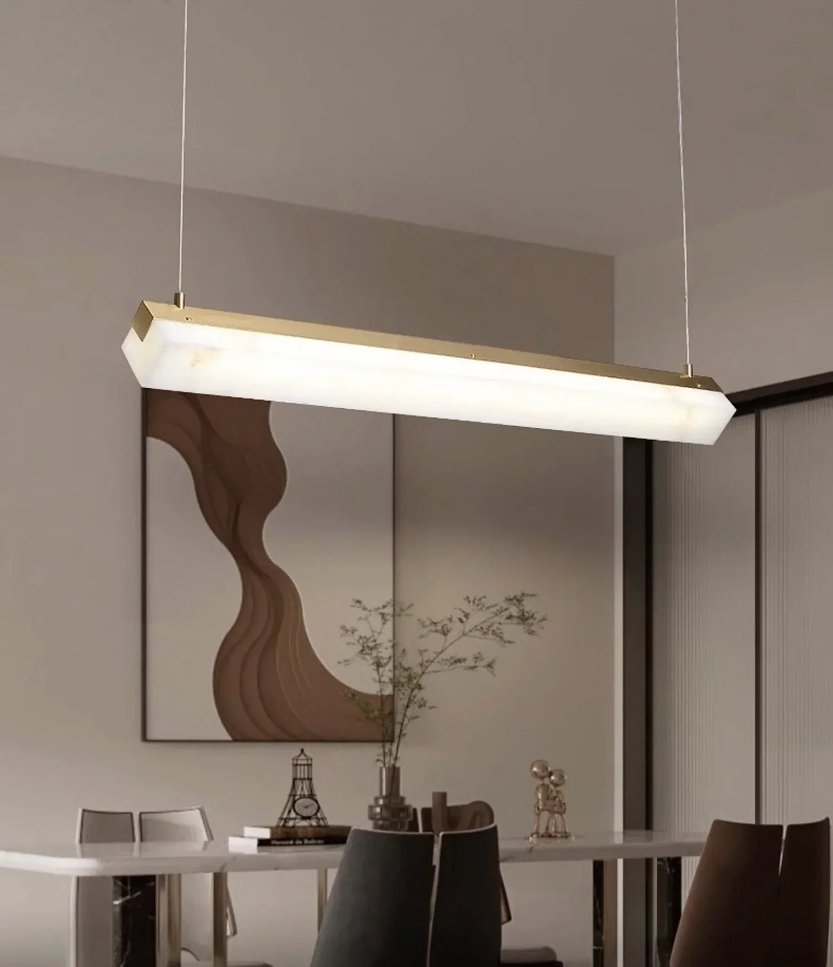 Alabaster Brick Linear Pendant Light – Alabaster detail 6
