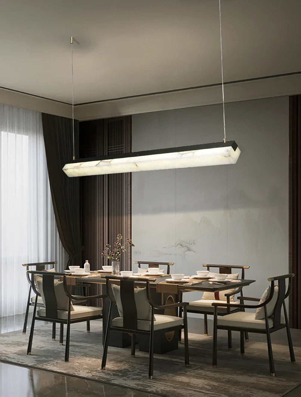 Alabaster Brick Linear Pendant Light – Alabaster detail 9
