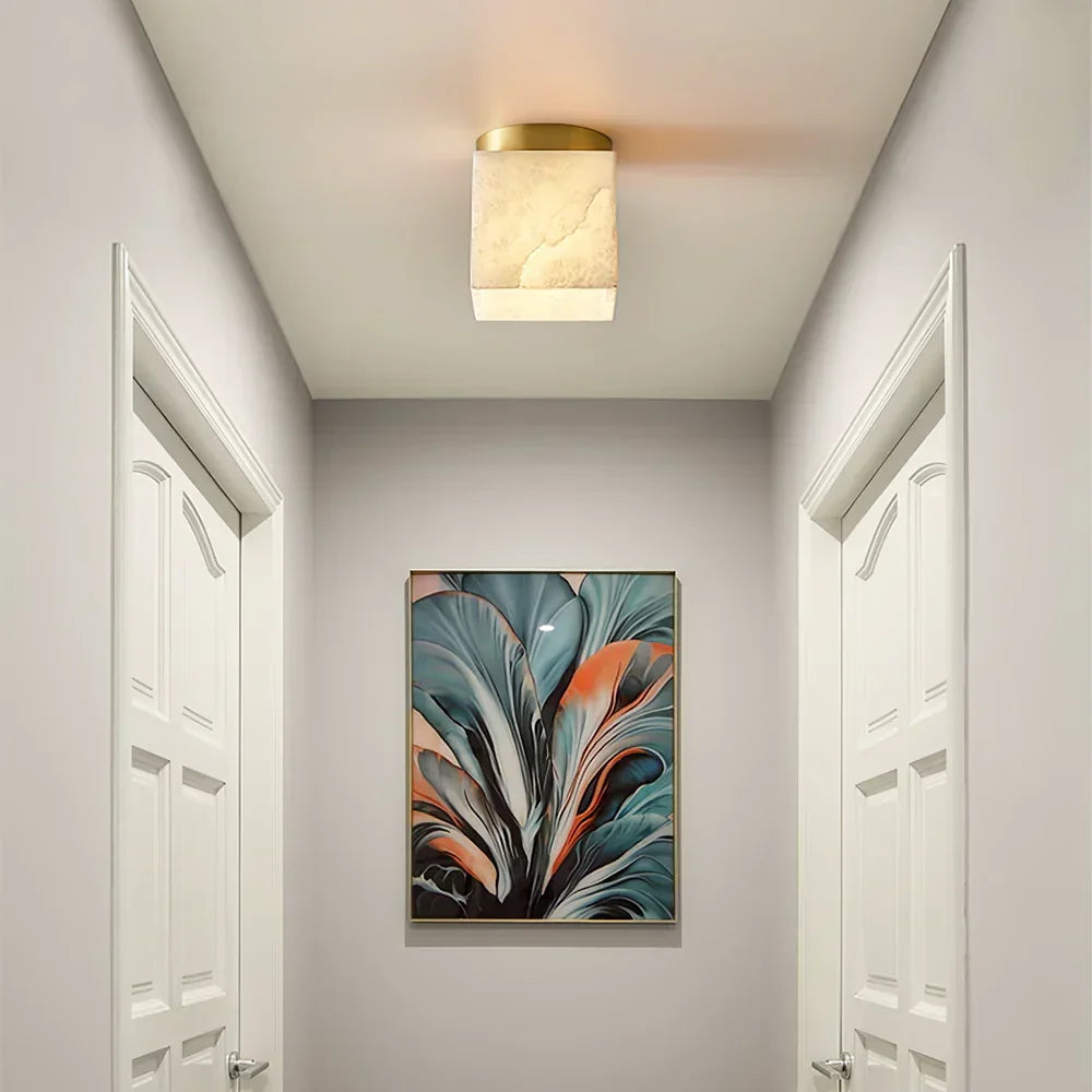 Alabaster Budnick Square Ceiling Light – Alabaster detail 2