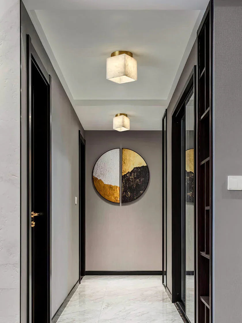 Alabaster Budnick Square Ceiling Light – Alabaster detail 12