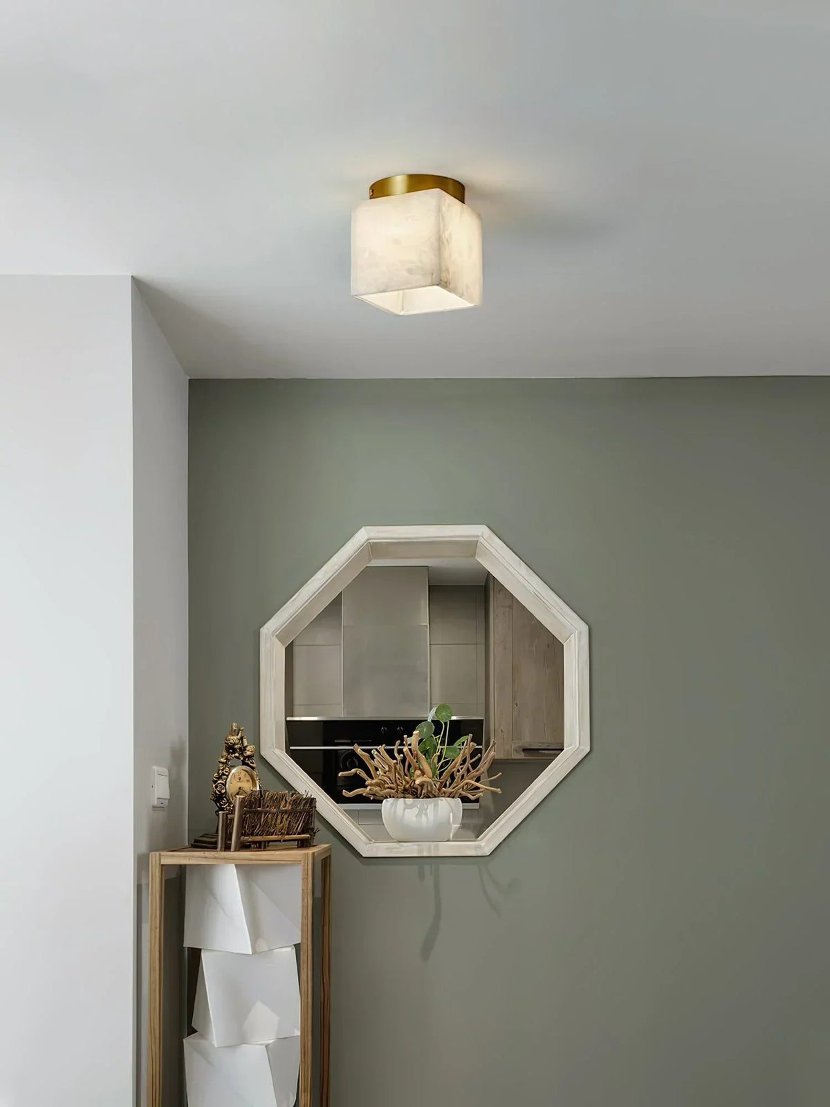 Alabaster Budnick Square Ceiling Light – Alabaster detail 7