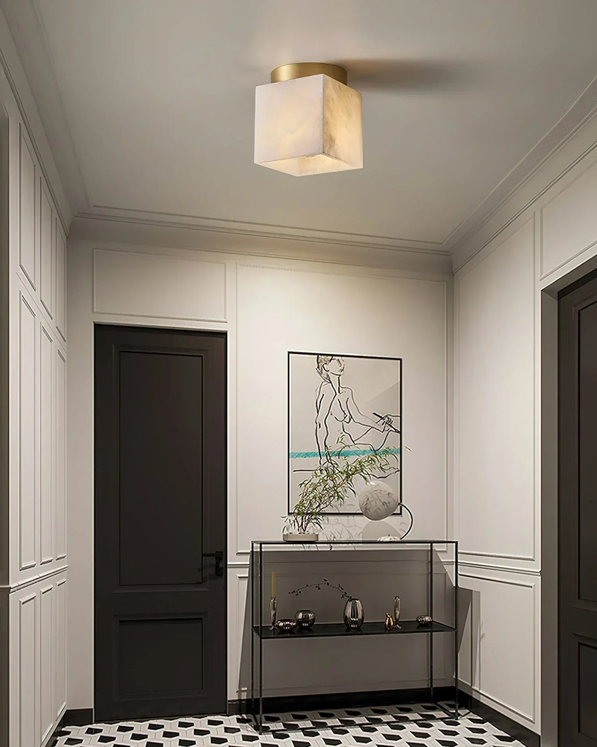 Alabaster Budnick Square Ceiling Light – Alabaster detail 4