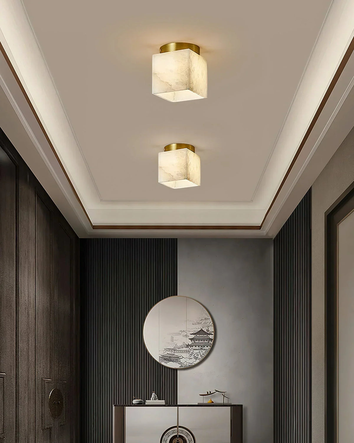 Alabaster Budnick Square Ceiling Light – Alabaster detail 6