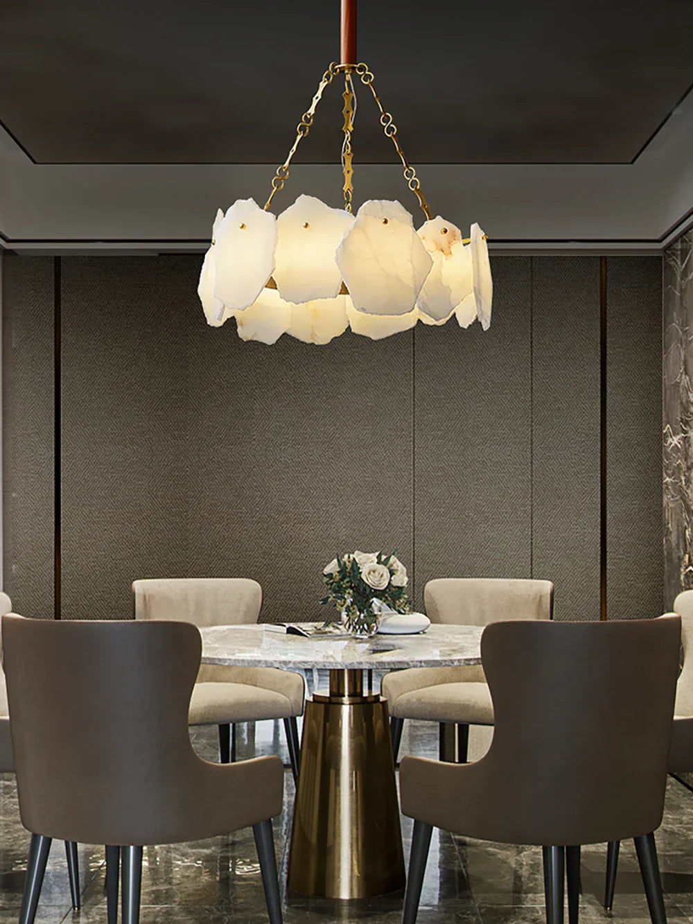 Alabaster Burton Round Chandelier – Alabaster detail 7
