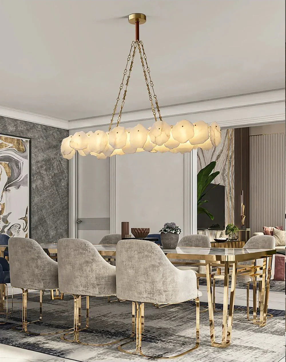 Alabaster Burton Round Chandelier – Alabaster detail 8