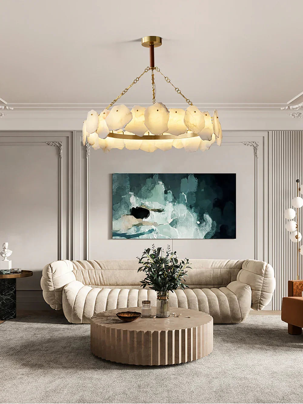 Alabaster Burton Round Chandelier – Alabaster detail 11
