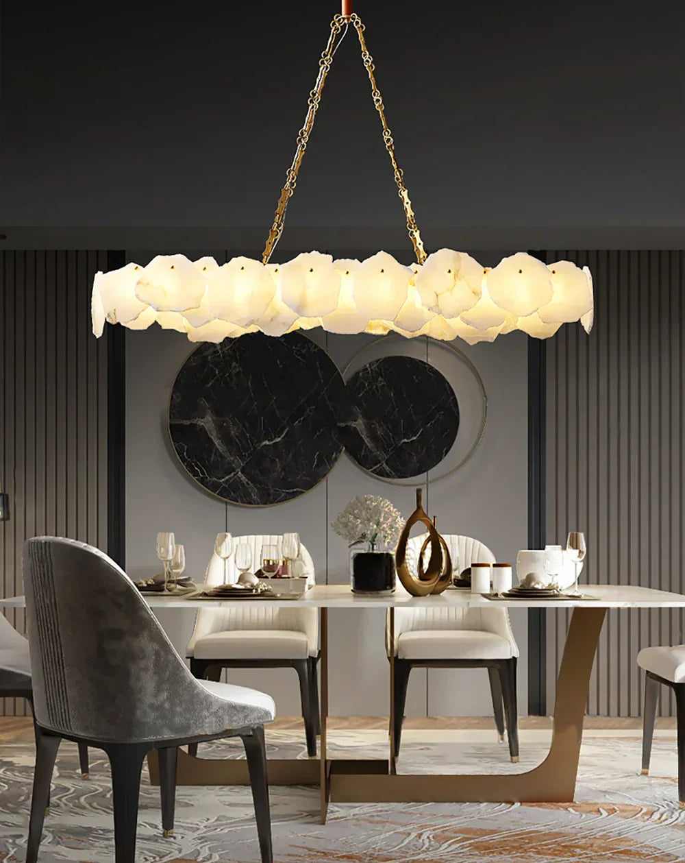 Alabaster Burton Round Chandelier – Alabaster detail 9