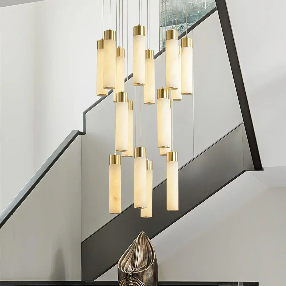 Alabaster Celestial Brass Cascade Chandelier – Alabaster detail 2