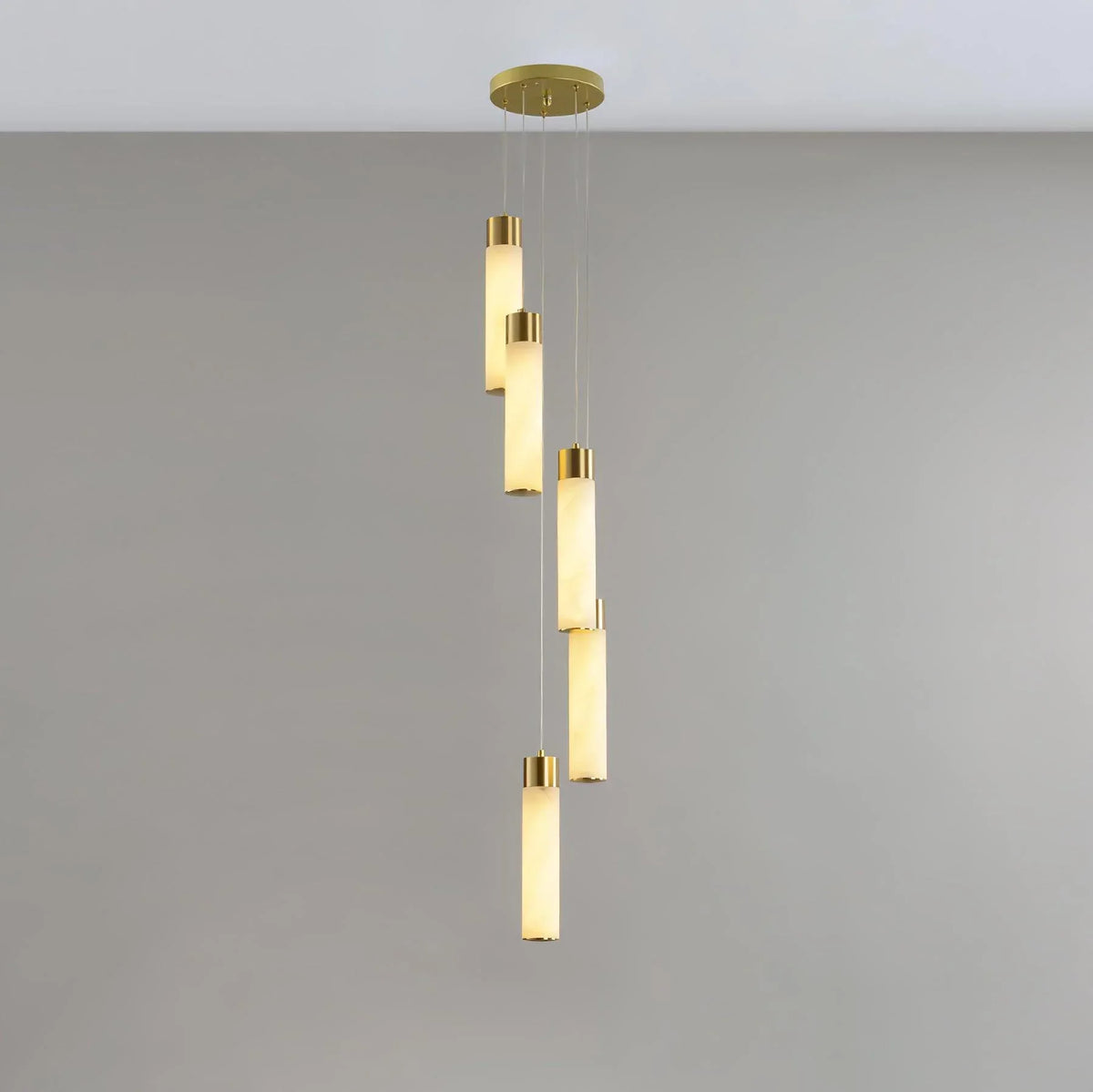 Alabaster Celestial Brass Cascade Chandelier – Alabaster detail 11