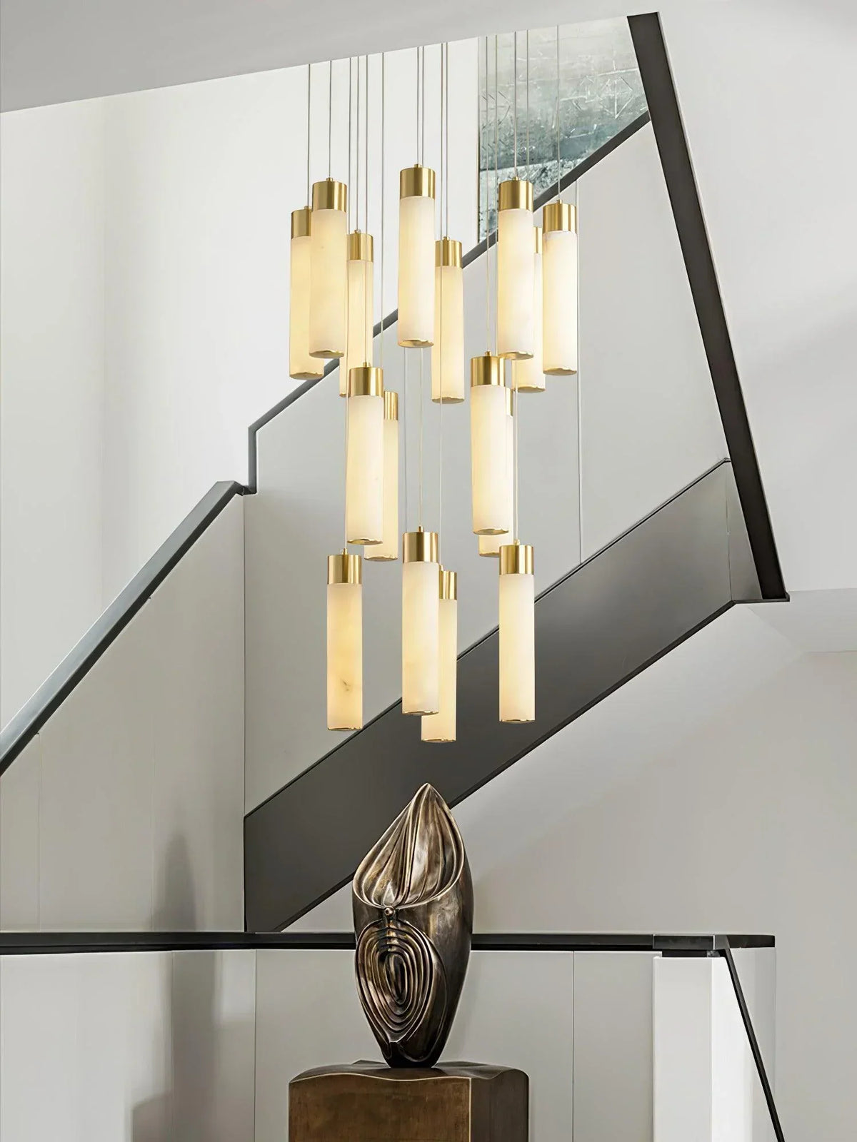 Alabaster Celestial Brass Cascade Chandelier – Alabaster detail 6