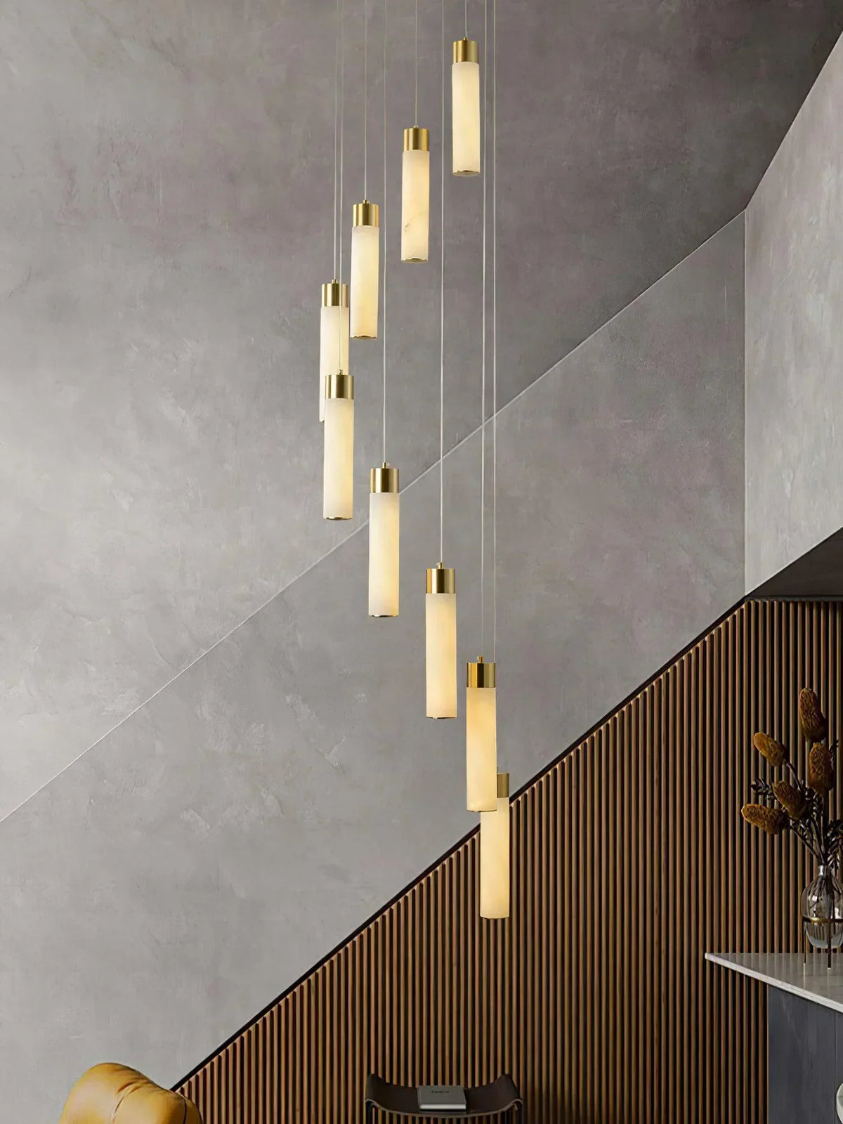 Alabaster Celestial Brass Cascade Chandelier – Alabaster detail 4