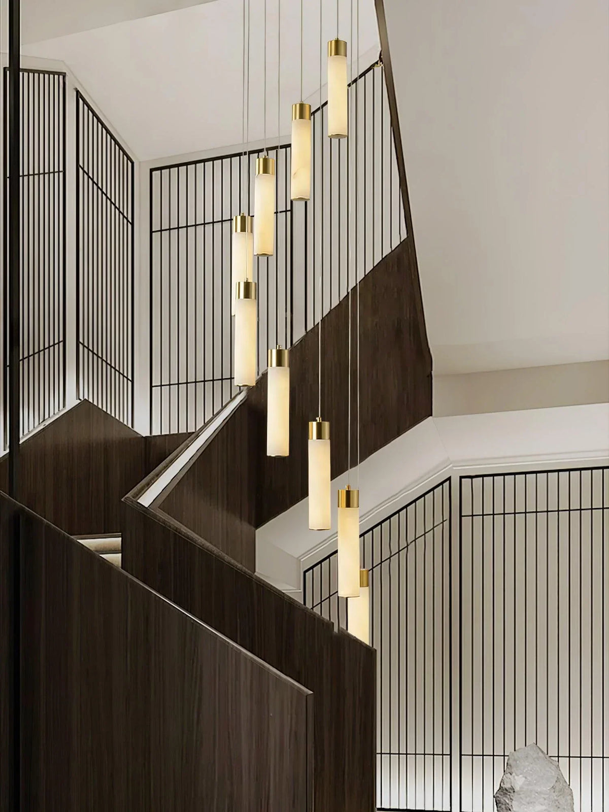 Alabaster Celestial Brass Cascade Chandelier – Alabaster detail 7