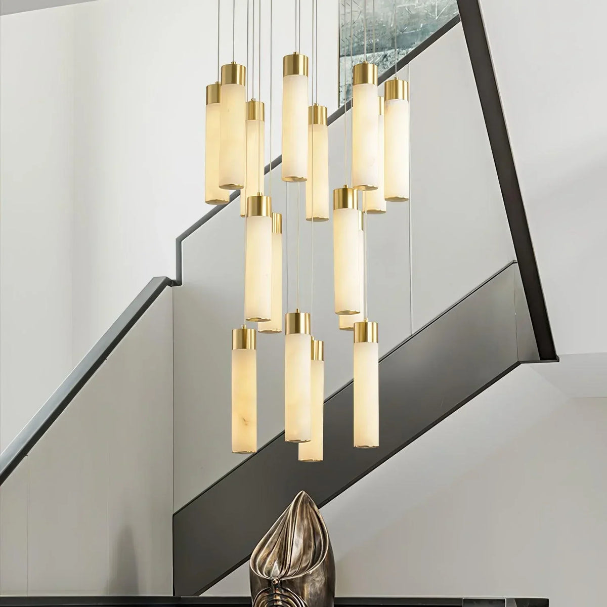 Alabaster Celestial Brass Cascade Chandelier – Alabaster detail 8