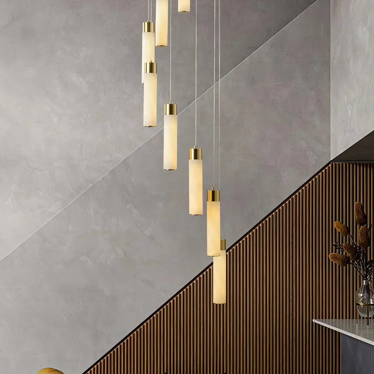 Alabaster Celestial Brass Cascade Chandelier – Alabaster detail 9