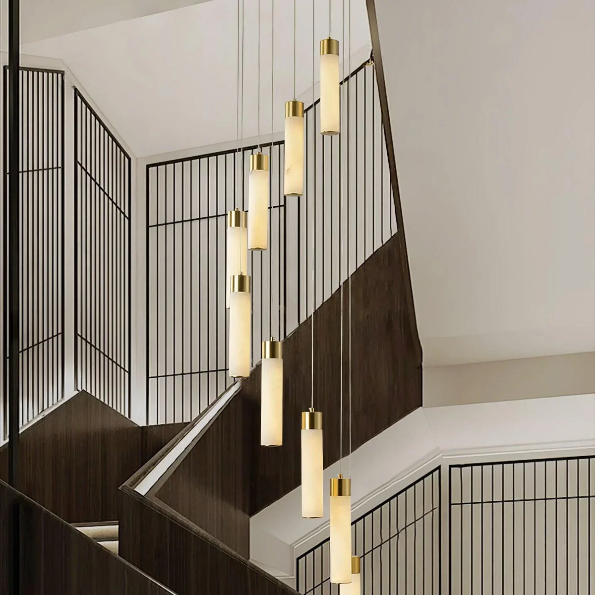 Alabaster Celestial Brass Cascade Chandelier – Alabaster detail 10
