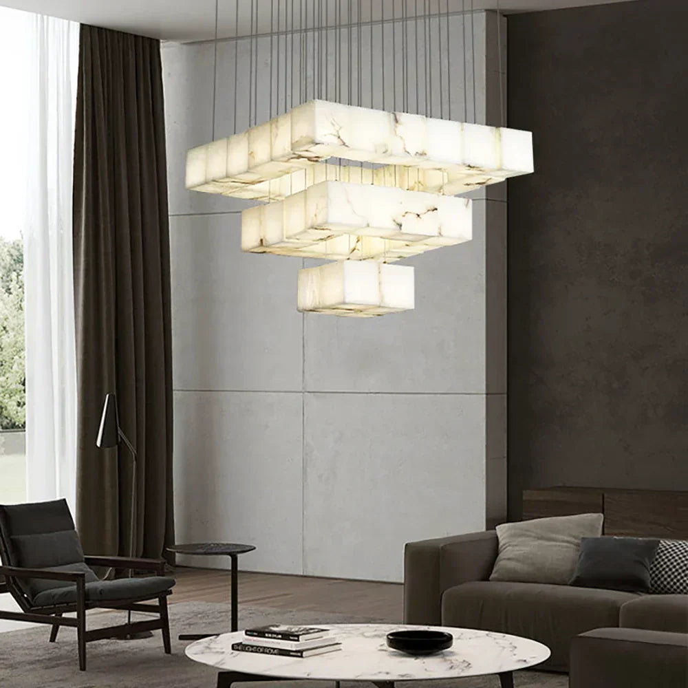 Alabaster Cube Box Chandelier – Alabaster detail 2