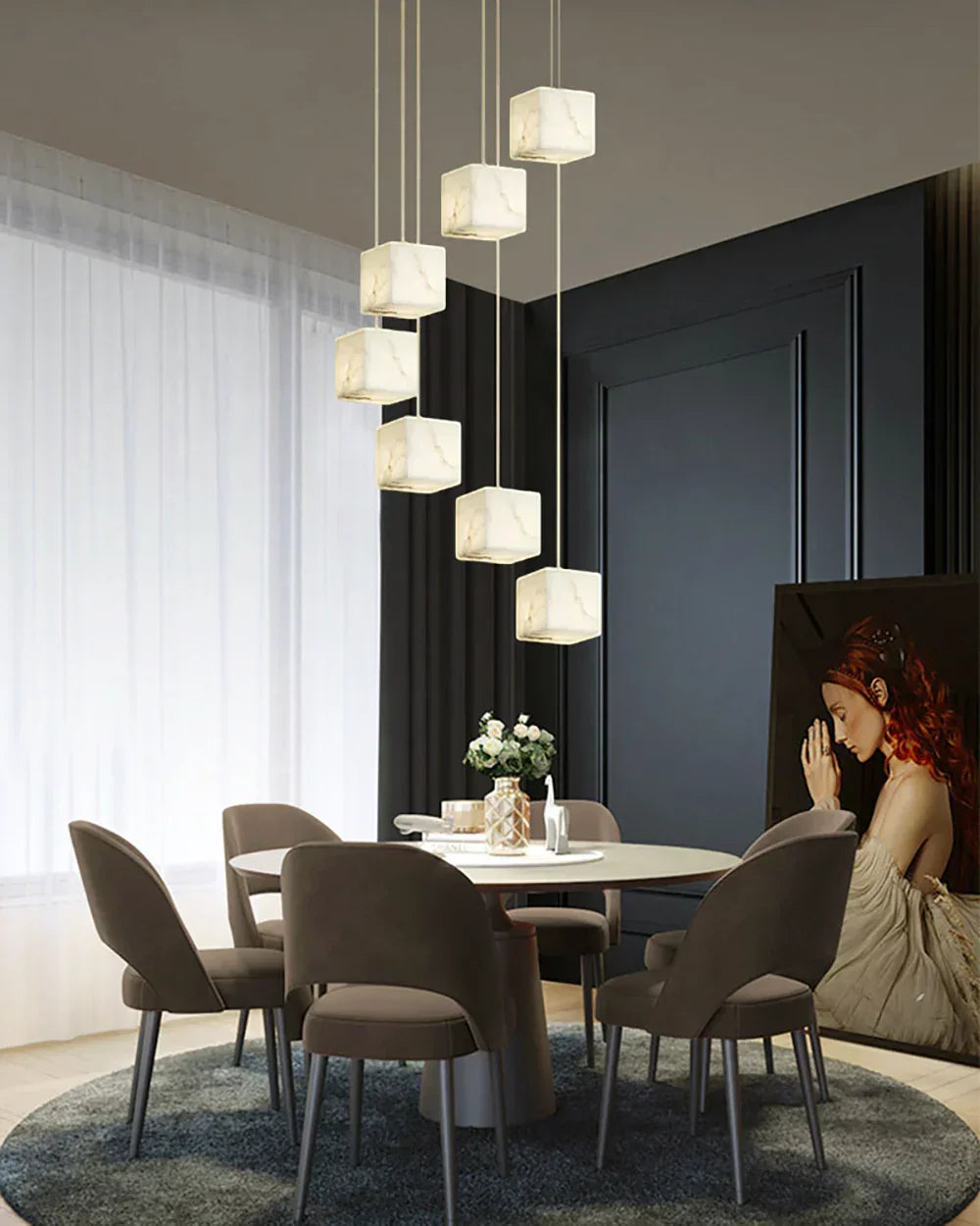 Alabaster Cube Box Chandelier – Alabaster detail 11
