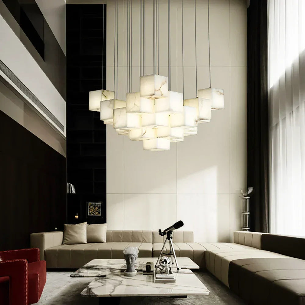 Alabaster Cube Box Chandelier – Alabaster detail 12