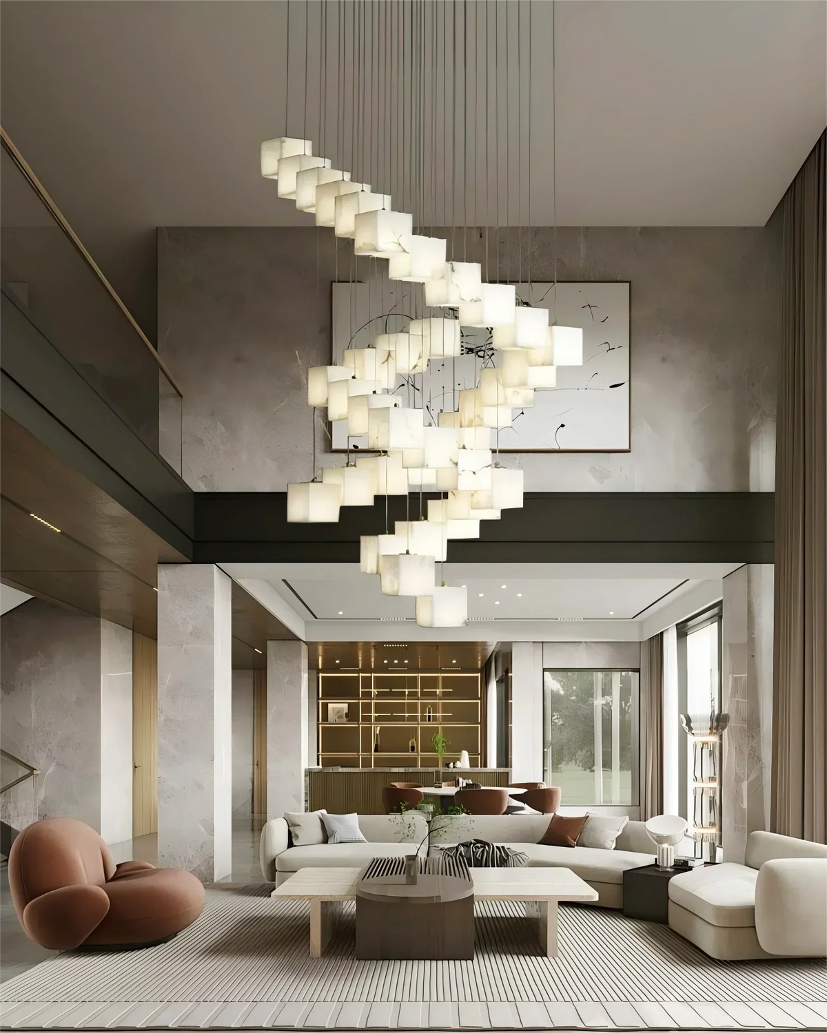 Alabaster Cube Box Chandelier – Alabaster detail 10