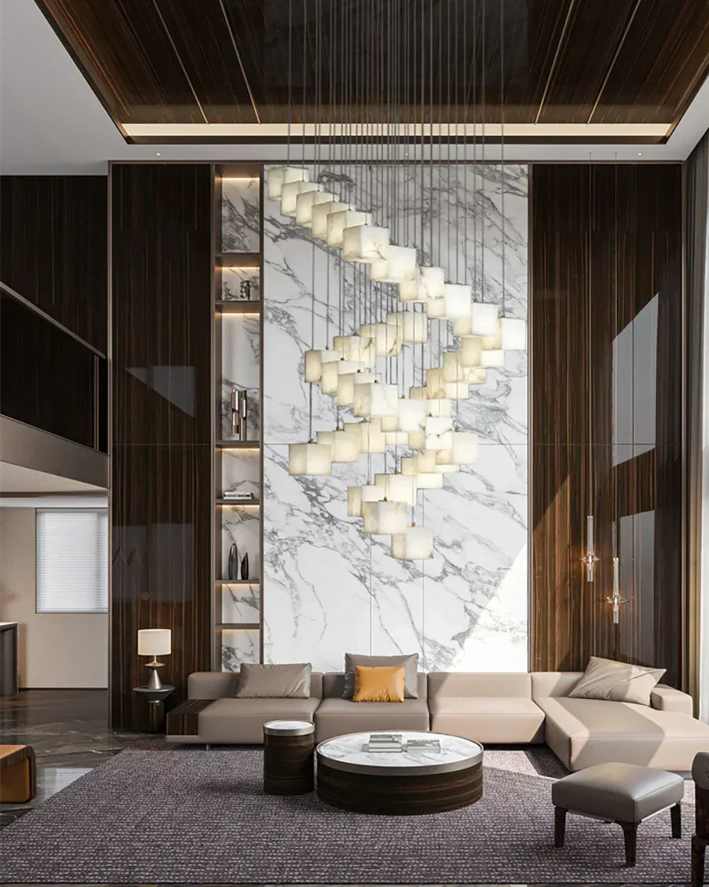 Alabaster Cube Box Chandelier – Alabaster detail 3