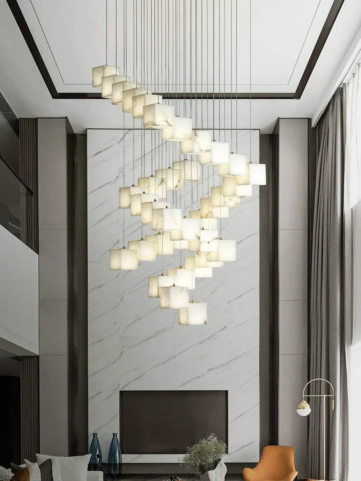 Alabaster Cube Box Chandelier – Alabaster detail 9