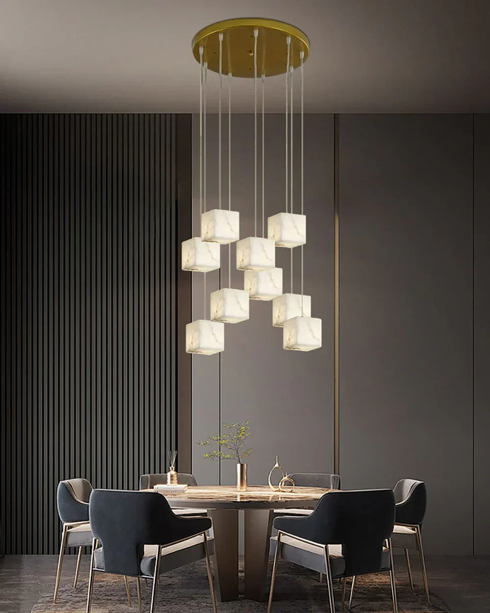 Alabaster Cube Box Chandelier – Alabaster detail 7