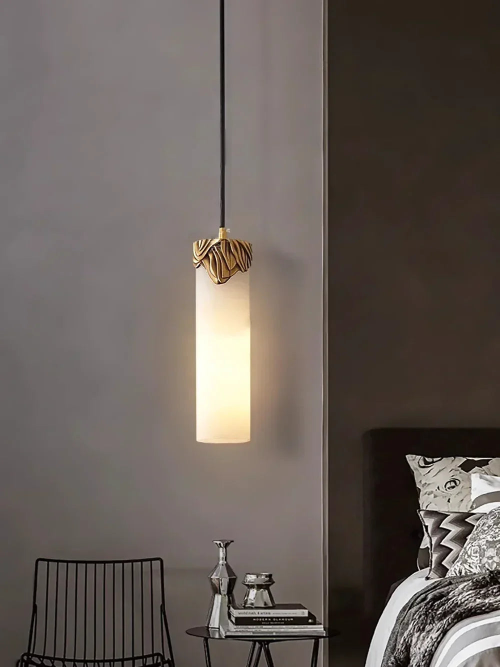 Alabaster Cylindrical Dansani Lyra Pendant Light – Alabaster detail 5