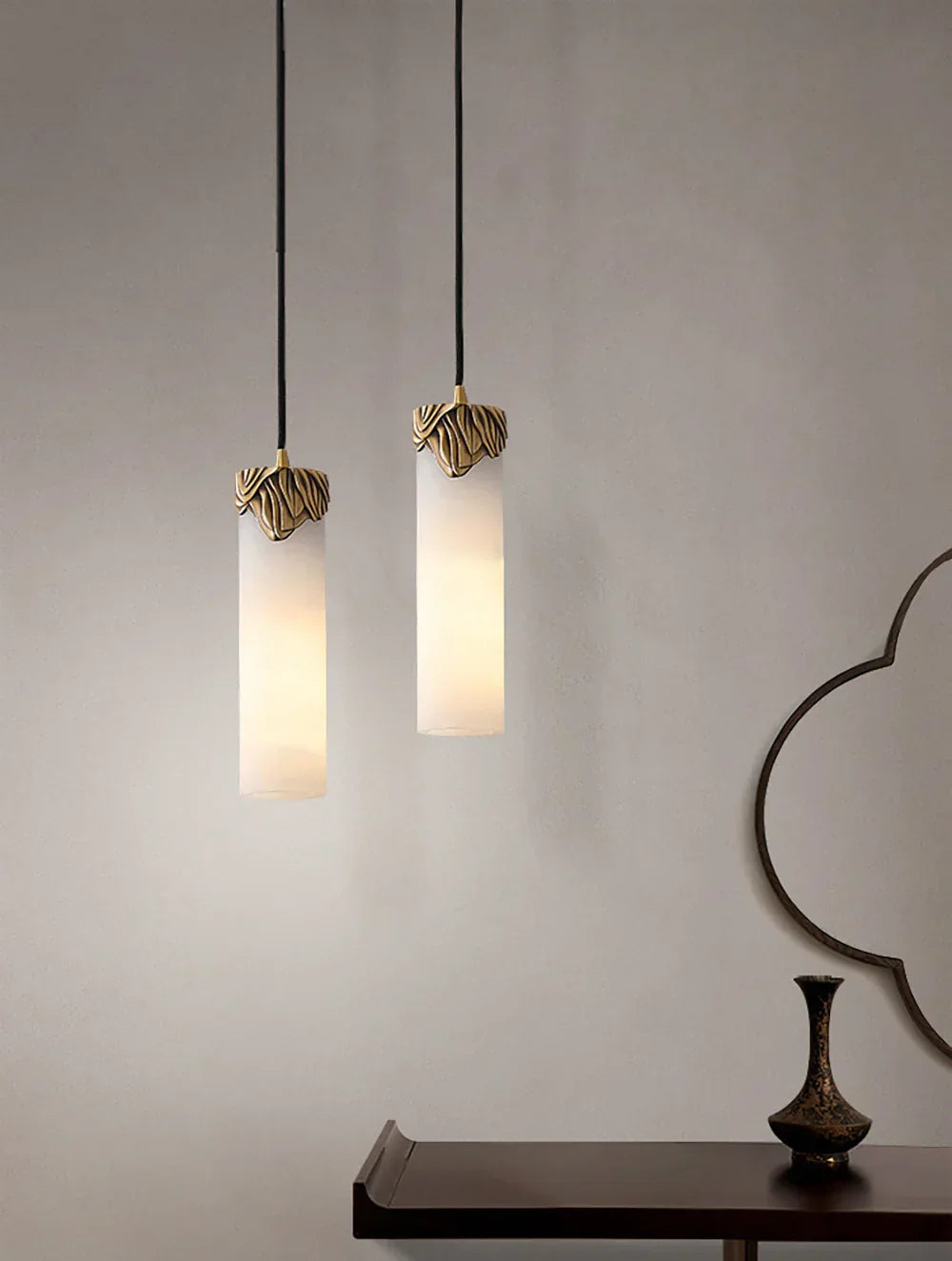 Alabaster Cylindrical Dansani Lyra Pendant Light – Alabaster detail 11