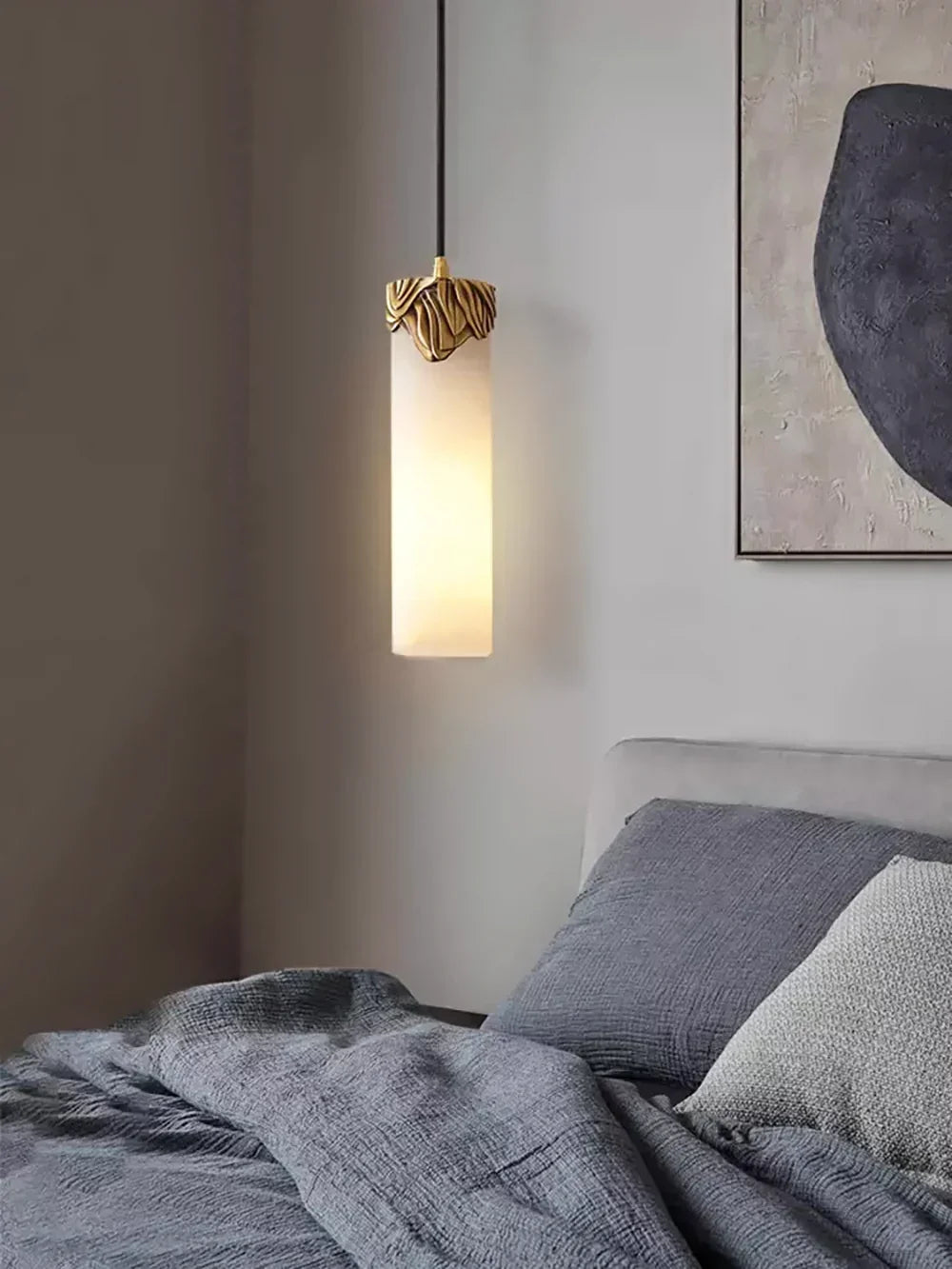 Alabaster Cylindrical Dansani Lyra Pendant Light – Alabaster detail 9