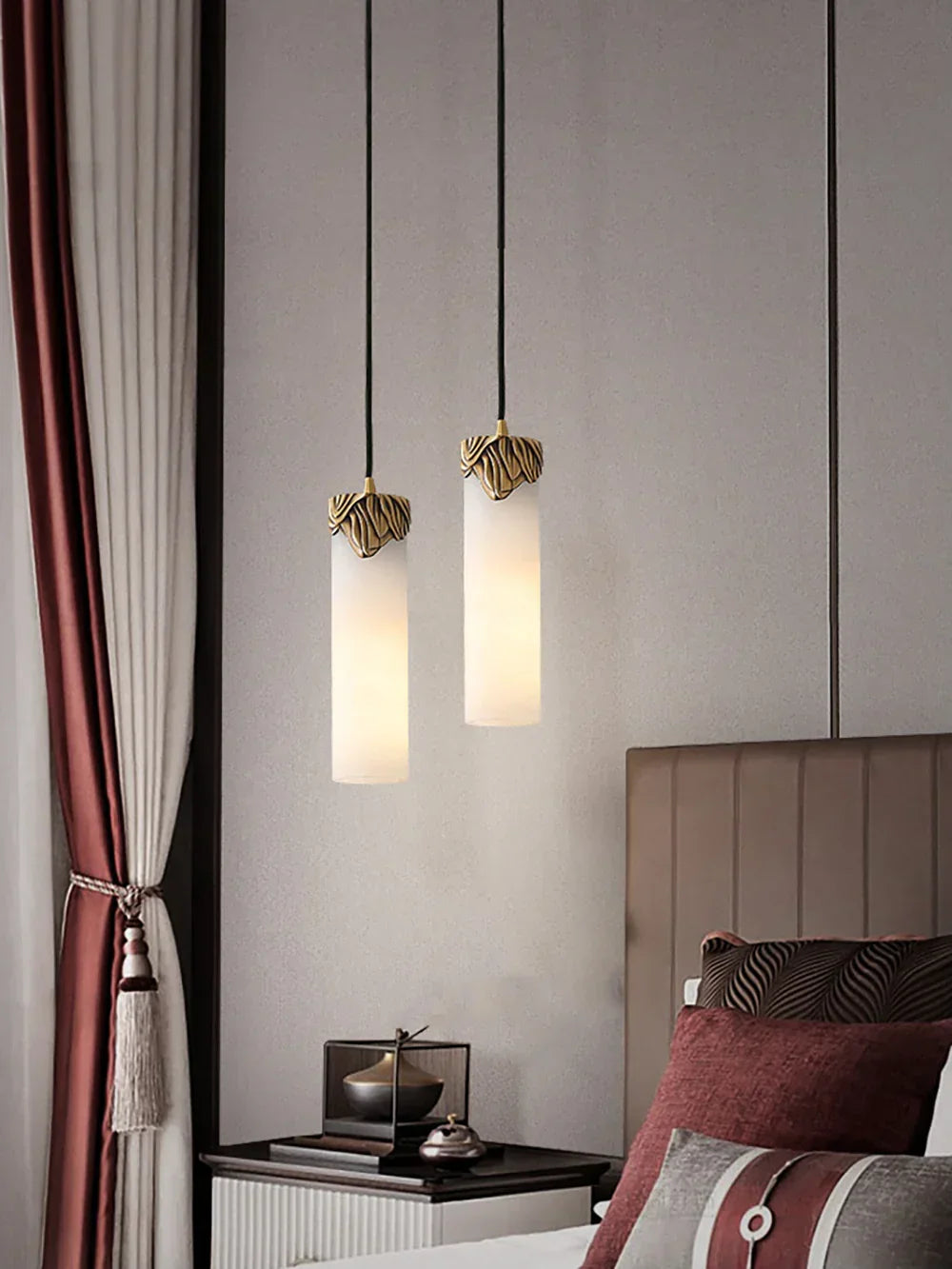Alabaster Cylindrical Dansani Lyra Pendant Light – Alabaster detail 12