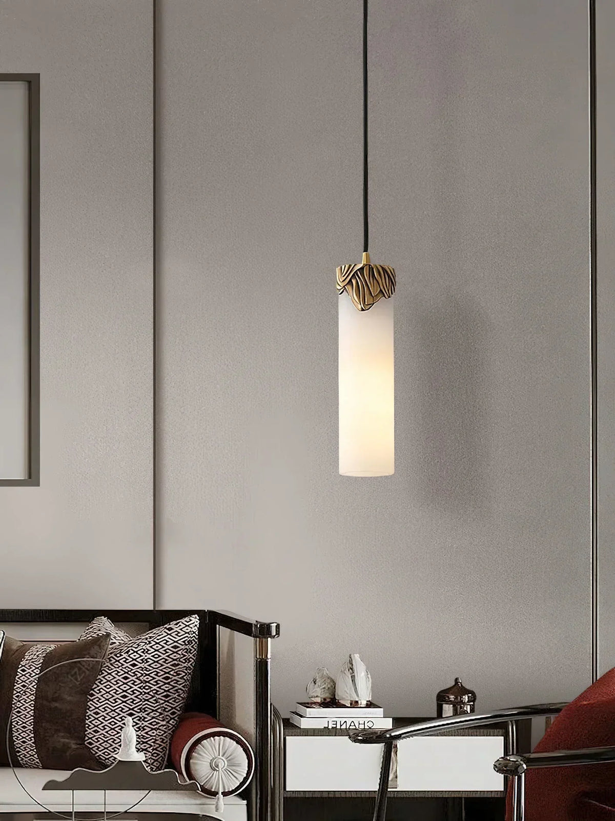 Alabaster Cylindrical Dansani Lyra Pendant Light – Alabaster detail 6
