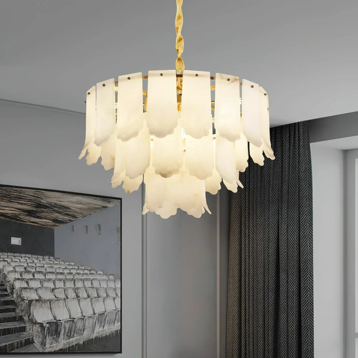 Alabaster Elba Brass Chandelier – Alabaster detail 17