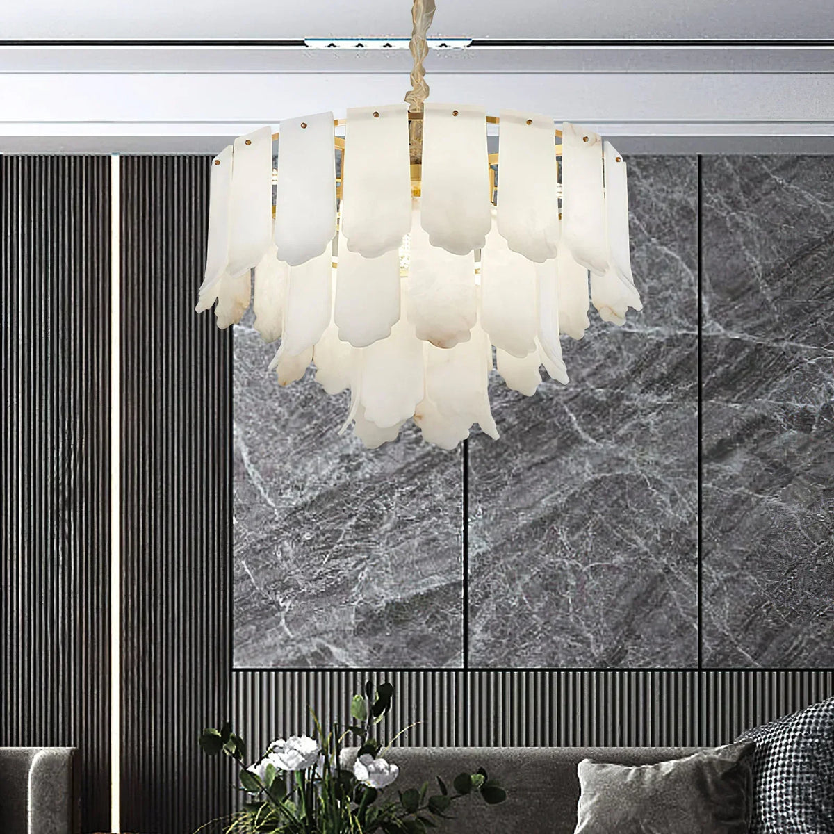 Alabaster Elba Brass Chandelier – Alabaster detail 16