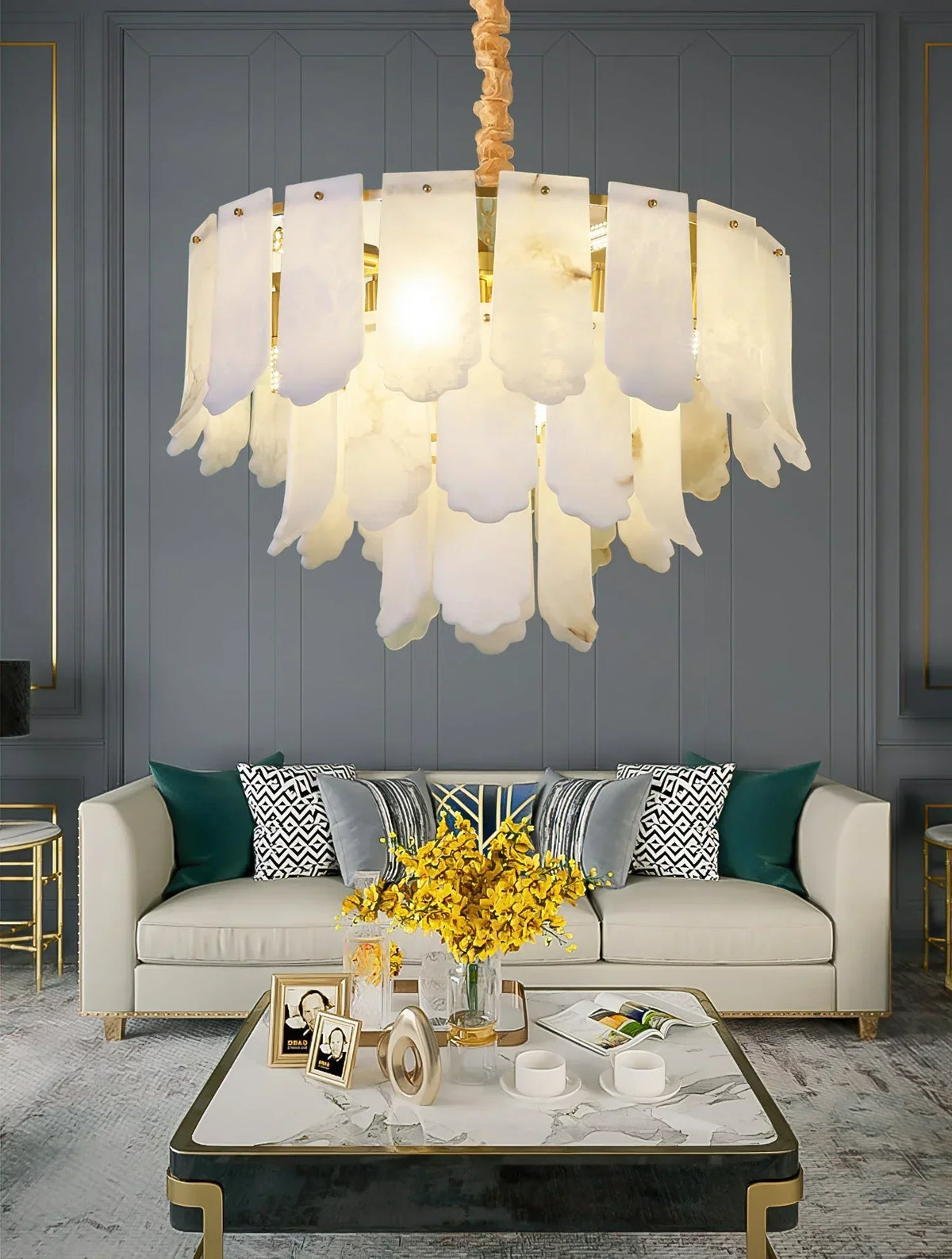 Alabaster Elba Brass Chandelier – Alabaster detail 7