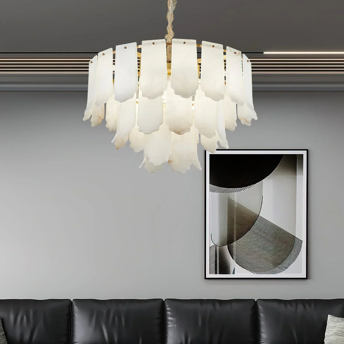 Alabaster Elba Brass Chandelier – Alabaster detail 12