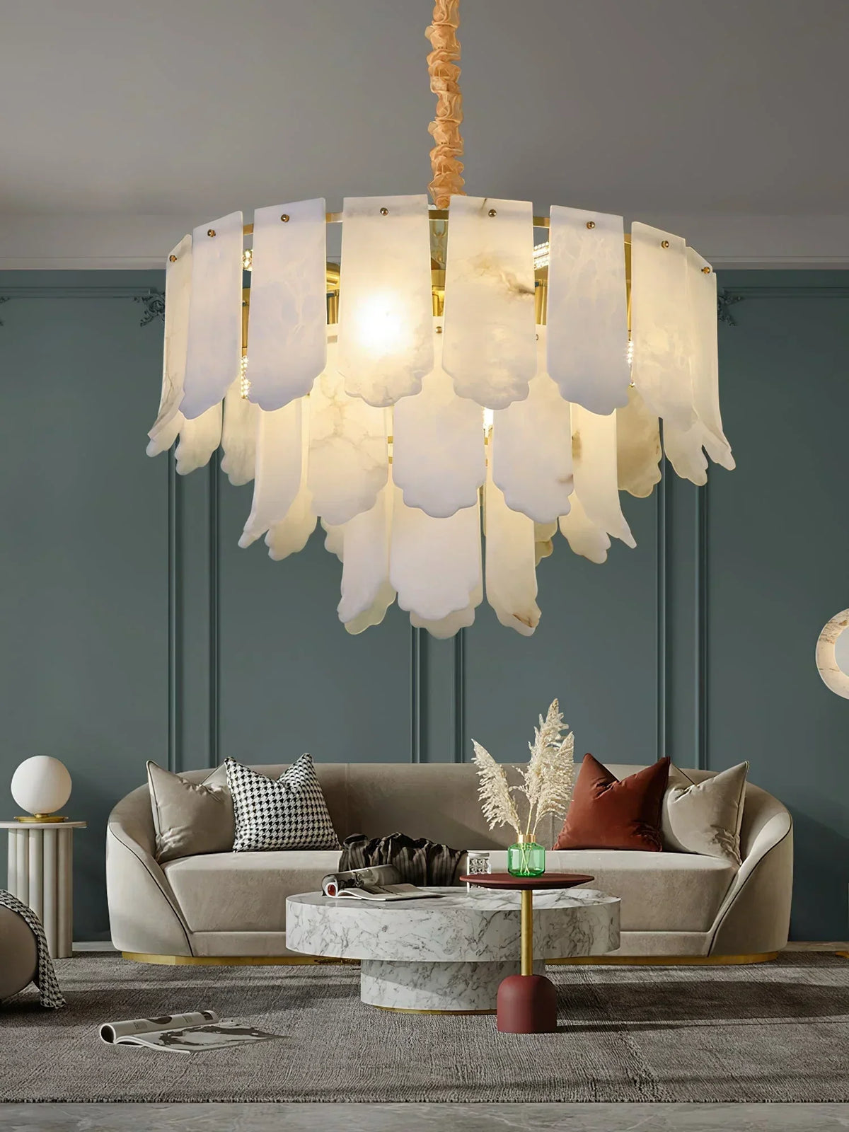 Alabaster Elba Brass Chandelier – Alabaster detail 5