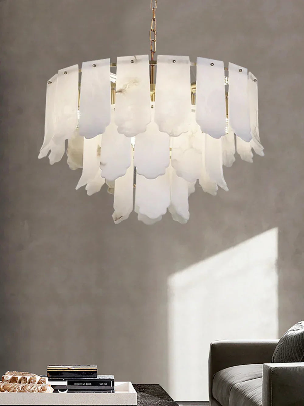 Alabaster Elba Brass Chandelier – Alabaster detail 6