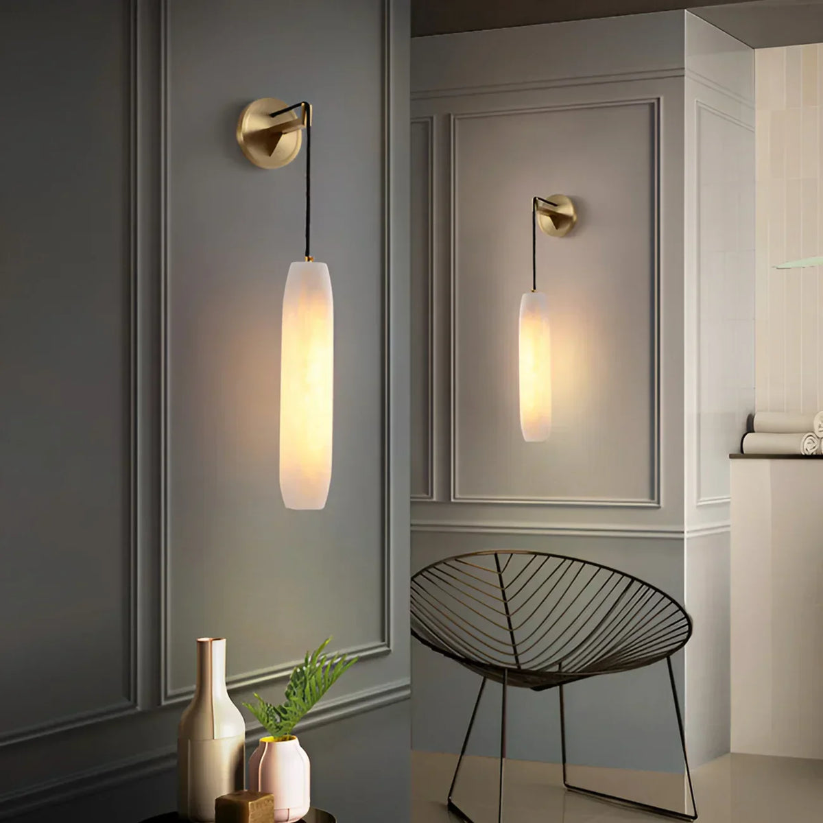 Alabaster Flute Wall Lamp – Alabaster detail 8
