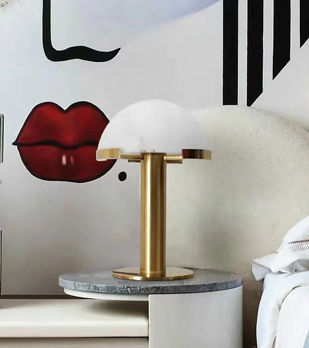 Hemispherical Alabaster Table Lamp – Alabaster detail 9