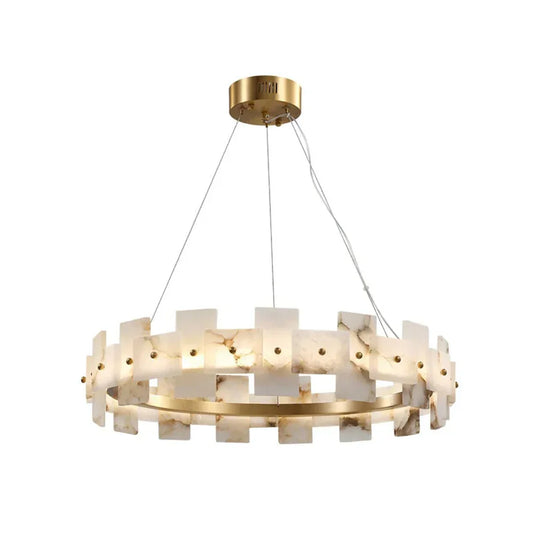 Alabaster Rectangle Annular Chandelier