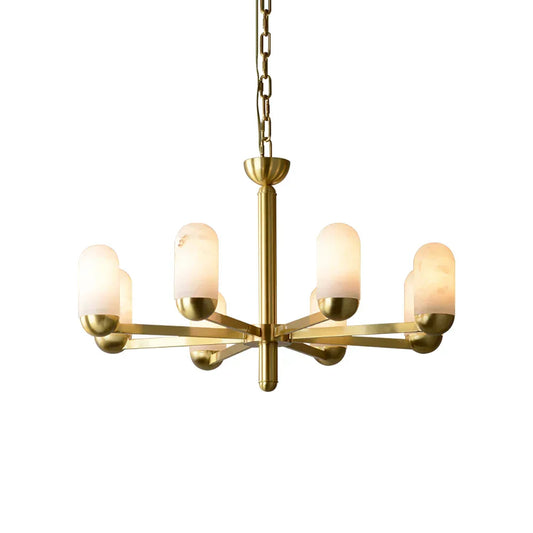 Alabaster Moonshade Brass Chandelier