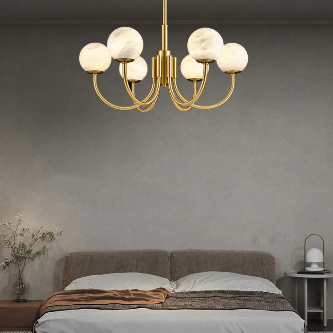 Alabaster Modern Brass Chandelier – Alabaster detail 11