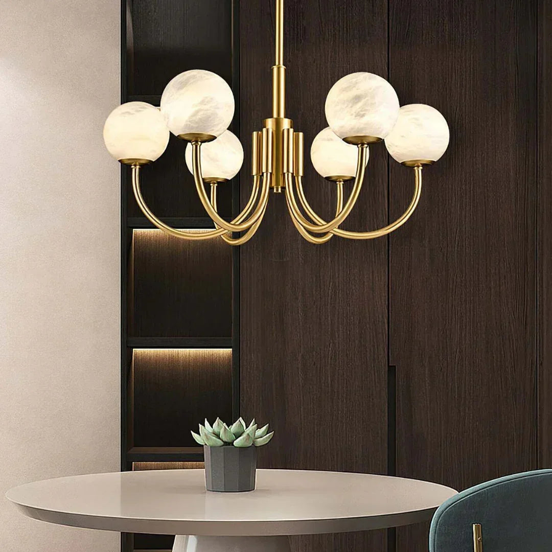 Alabaster Modern Brass Chandelier – Alabaster detail 4