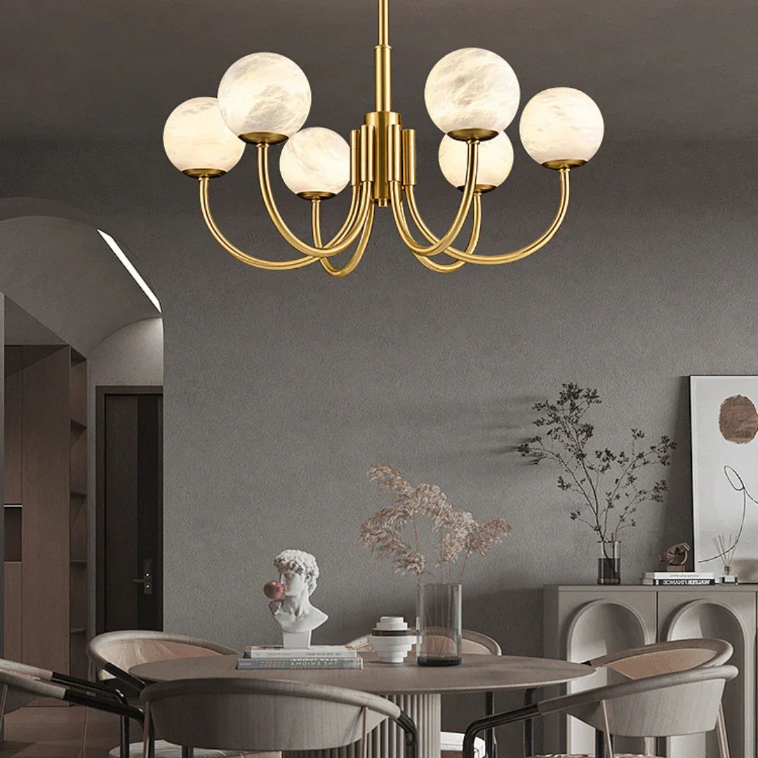 Alabaster Modern Brass Chandelier – Alabaster detail 12