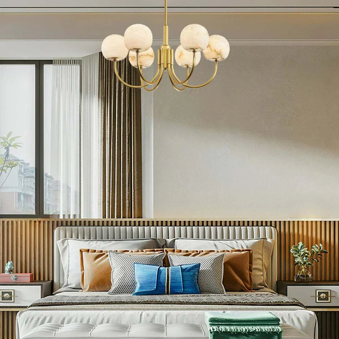 Alabaster Modern Brass Chandelier – Alabaster detail 5