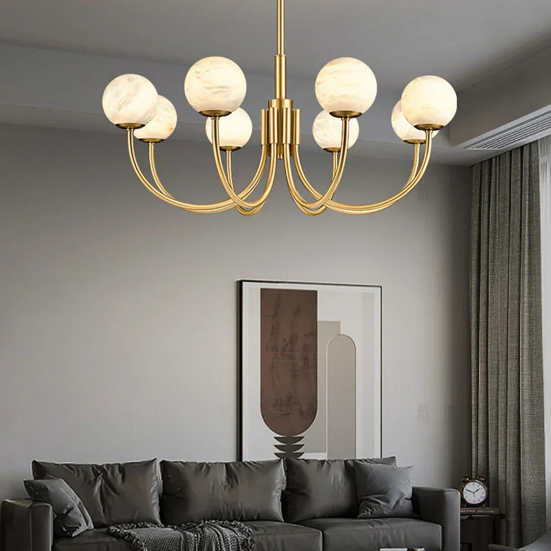 Alabaster Modern Brass Chandelier – Alabaster detail 6