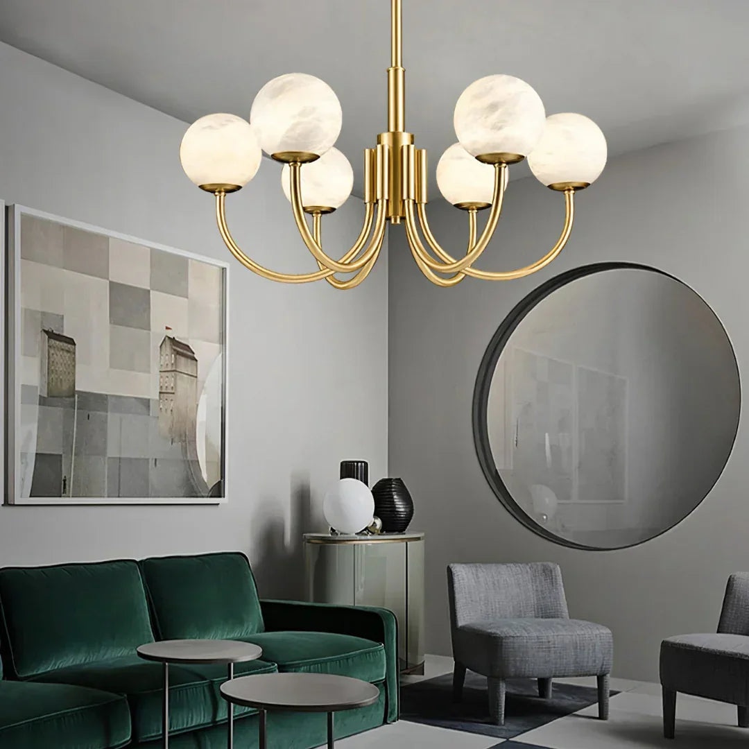 Alabaster Modern Brass Chandelier – Alabaster detail 8