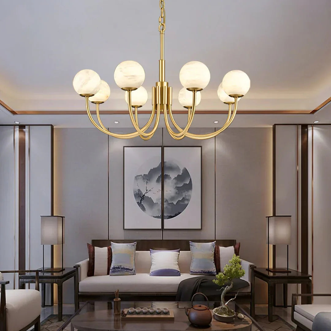 Alabaster Modern Brass Chandelier – Alabaster detail 9